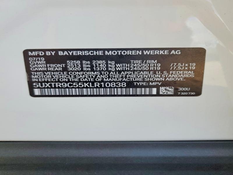 Aukcja sprzedaży 2019 Bmw X3, vin: 5UXTR9C55KLR10838, numer aukcji: 49628726
