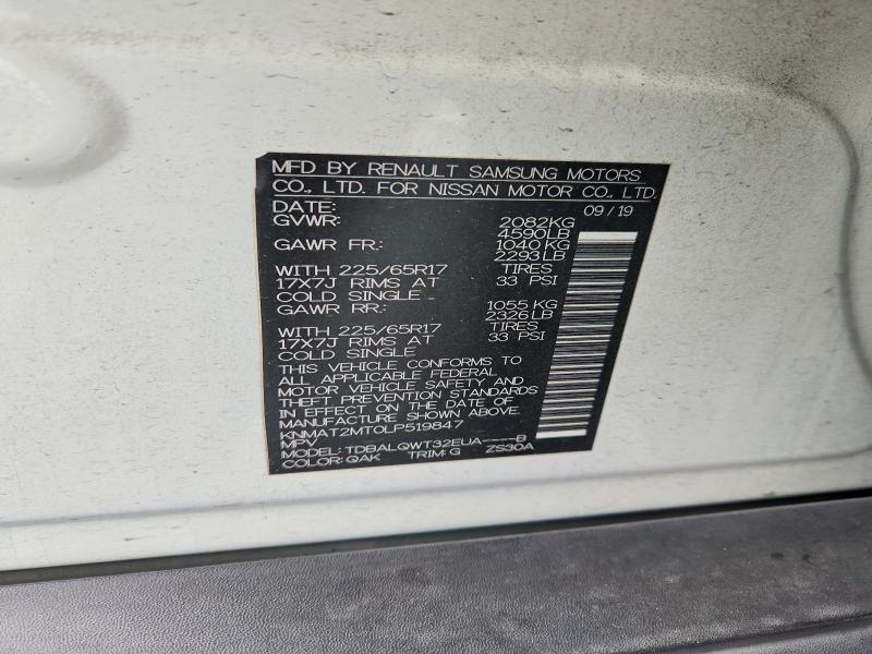 Aukcja sprzedaży 2020 Nissan Rogue, vin: KNMAT2MT0LP519847, numer aukcji: 50787766