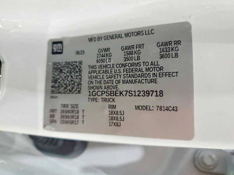 Продаж на аукціоні авто 2025 Chevrolet Colorado, vin: 1GCPSBEK7S1239718, номер лоту: 51755856
