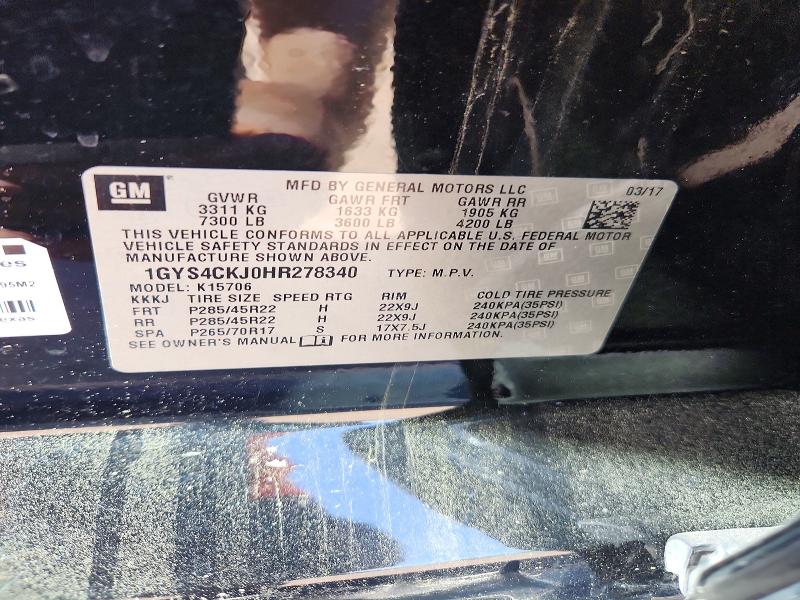 Продажа на аукционе авто 2017 Cadillac Escalade, vin: 1GYS4CKJ0HR278340, номер лота: 50255786