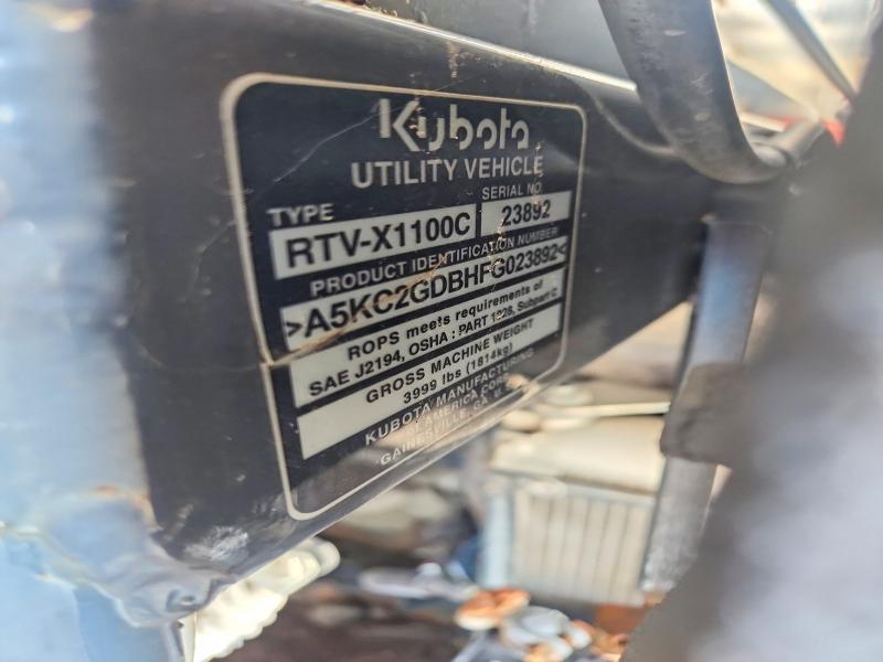 Продаж на аукціоні авто 2015 Kubota Unknown, vin: A5KC2GDBHFG023892, номер лоту: 49657786