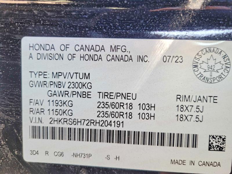 Aukcja sprzedaży 2024 Honda Cr-v, vin: 2HKRS6H72RH204191, numer aukcji: 50909236