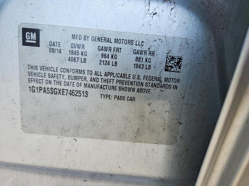 Продажа на аукционе авто 2014 Chevrolet Cruze, vin: 1G1PA5SGXE7462513, номер лота: 49190666