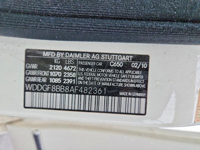 51518206 :رقم المزاد ، WDDGF8BB8AF482361 vin ، 2010 Mercedes-benz C مزاد بيع