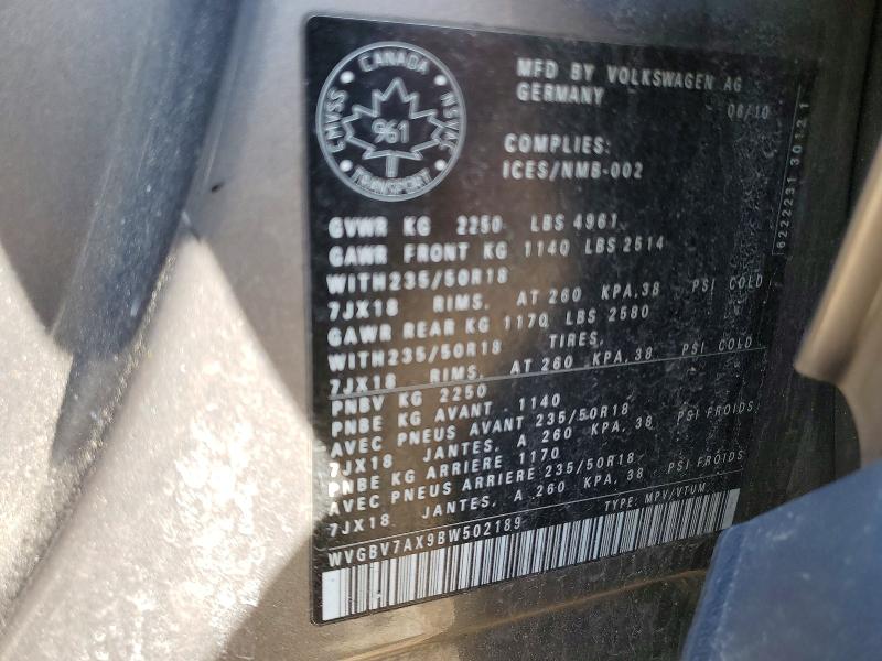 Aukcja sprzedaży 2011 Volkswagen Tiguan, vin: WVGBV7AX9BW502189, numer aukcji: 49095116
