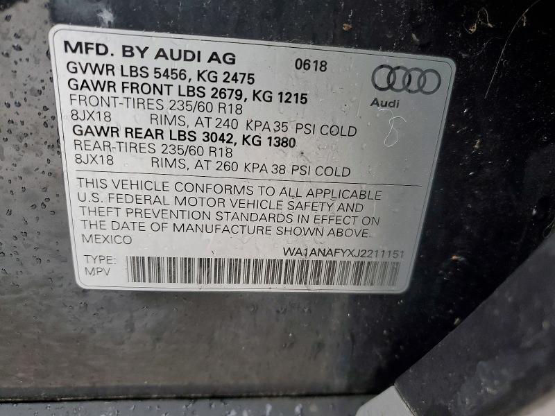 Aukcja sprzedaży 2018 Audi Q5, vin: WA1ANAFYXJ2211151, numer aukcji: 48460246
