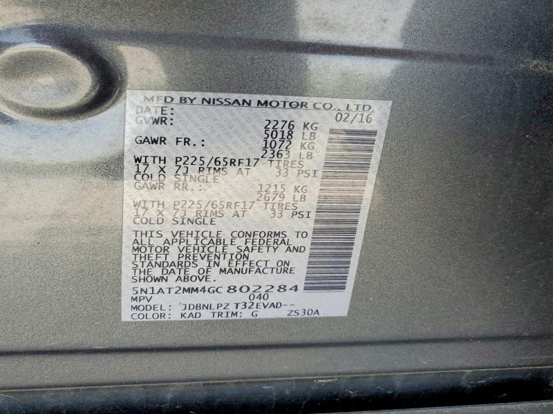 Продажа на аукционе авто 2016 Nissan Rogue, vin: 5N1AT2MM4GC802284, номер лота: 49179466