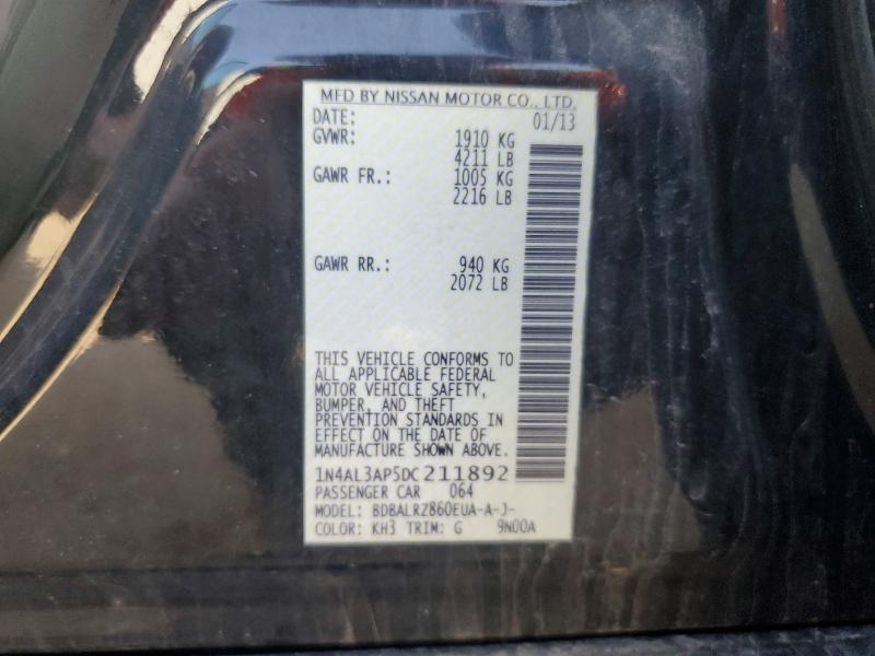 50367826 :رقم المزاد ، 1N4AL3AP5DC211892 vin ، 2013 Nissan Altima مزاد بيع