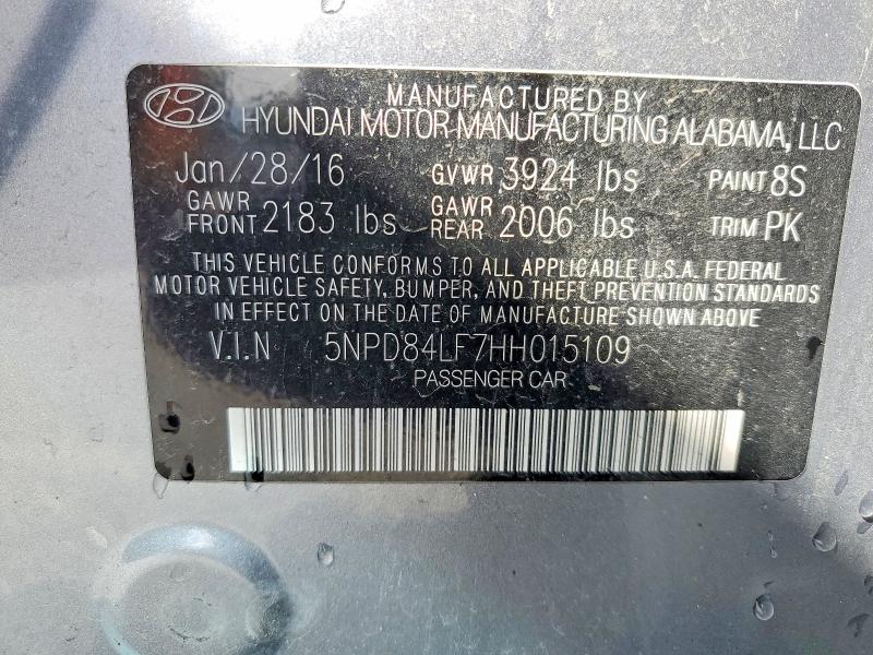 48967566 :رقم المزاد ، 5NPD84LF7HH015109 vin ، 2017 Hyundai Elantra مزاد بيع