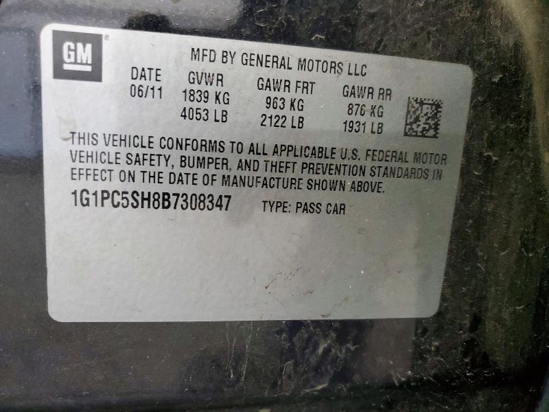 51537436 :رقم المزاد ، 1G1PC5SH8B7308347 vin ، 2011 Chevrolet Cruze مزاد بيع