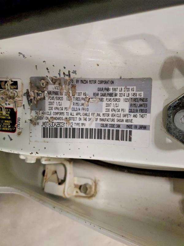 2011 Mazda Cx-9 მანქანა იყიდება აუქციონზე, vin: JM3TB3DA2B0311712, აუქციონის ნომერი: 51011996