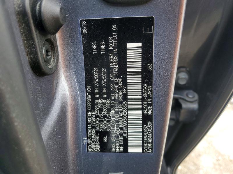2019 Lexus Lx 570 მანქანა იყიდება აუქციონზე, vin: JTJHY7AX5K4283326, აუქციონის ნომერი: 48057426