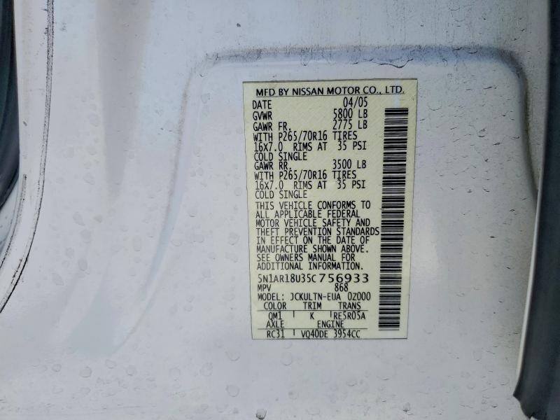 Aukcja sprzedaży 2005 Nissan Pathfinder, vin: 5N1AR18U35C756933, numer aukcji: 50667466