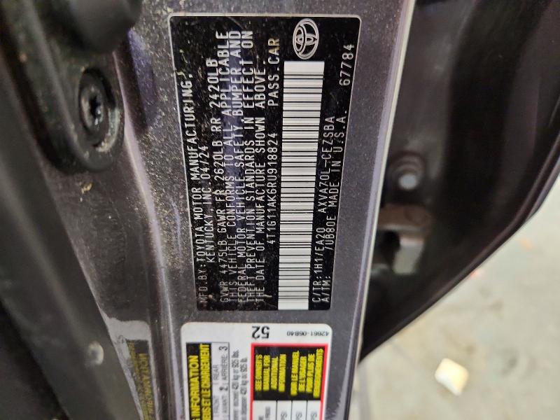 Aukcja sprzedaży 2024 Toyota Camry, vin: 4T1G11AK6RU918824, numer aukcji: 51268546