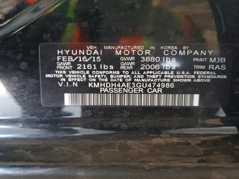 Aukcja sprzedaży 2016 Hyundai Elantra, vin: KMHDH4AE3GU474986, numer aukcji: 49256046