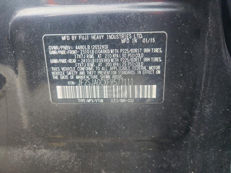 Aukcja sprzedaży 2015 Subaru Forester, vin: JF2SJAGCXFH577111, numer aukcji: 47893786