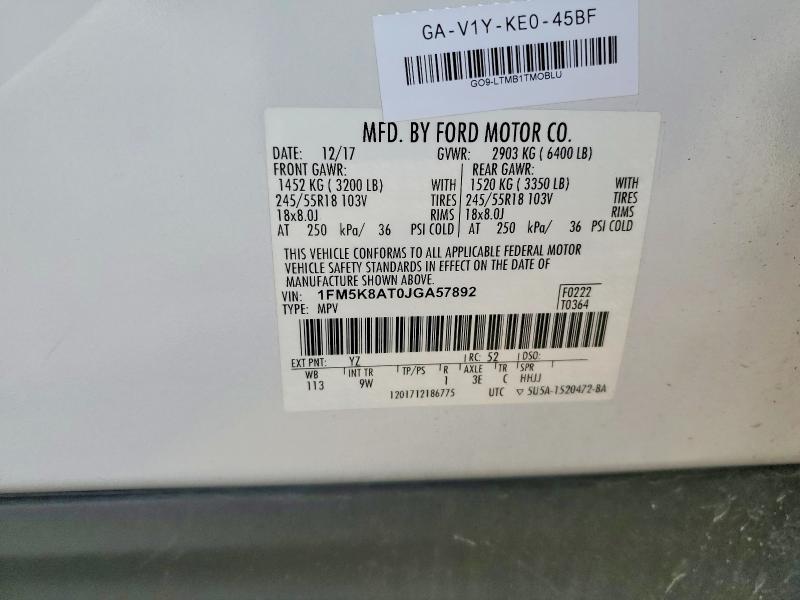 Продажа на аукционе авто 2018 Ford Explorer, vin: 1FM5K8AT0JGA57892, номер лота: 51112906