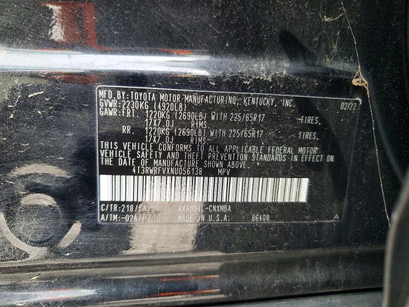 Aukcja sprzedaży 2022 Toyota Rav4 Hybrid, vin: 4T3RWRFVXNU056138, numer aukcji: 47878836
