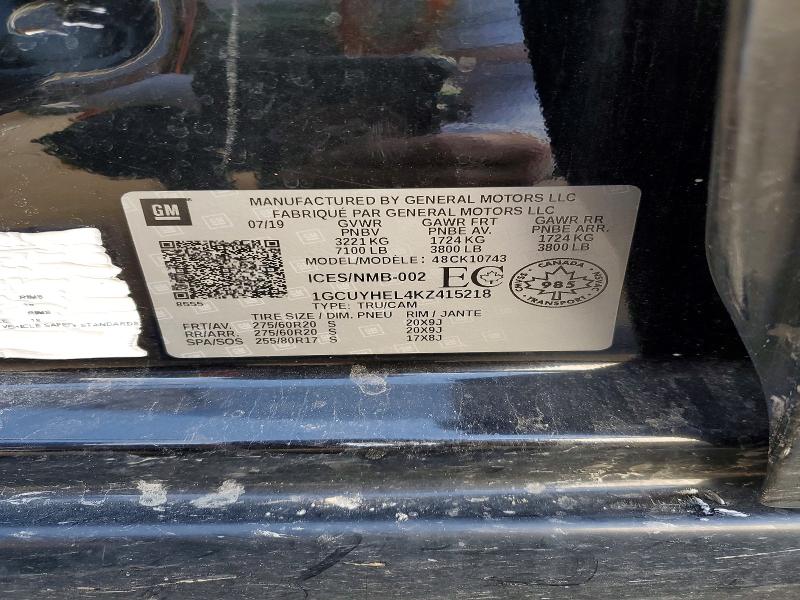 2019 Chevrolet Silverado მანქანა იყიდება აუქციონზე, vin: 1GCUYHEL4KZ415218, აუქციონის ნომერი: 50244126