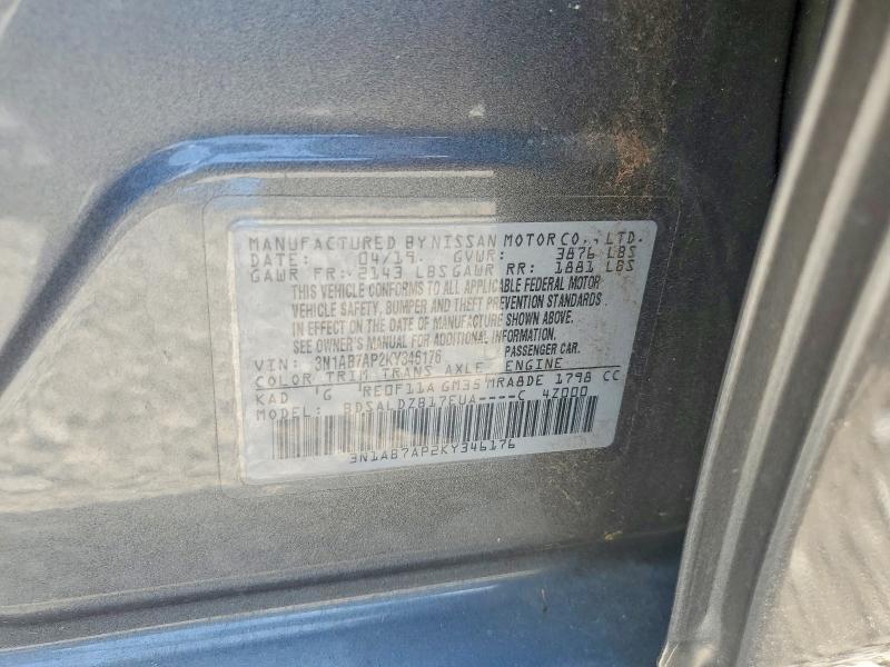 Продаж на аукціоні авто 2019 Nissan Sentra, vin: 3N1AB7AP2KY346176, номер лоту: 50237056