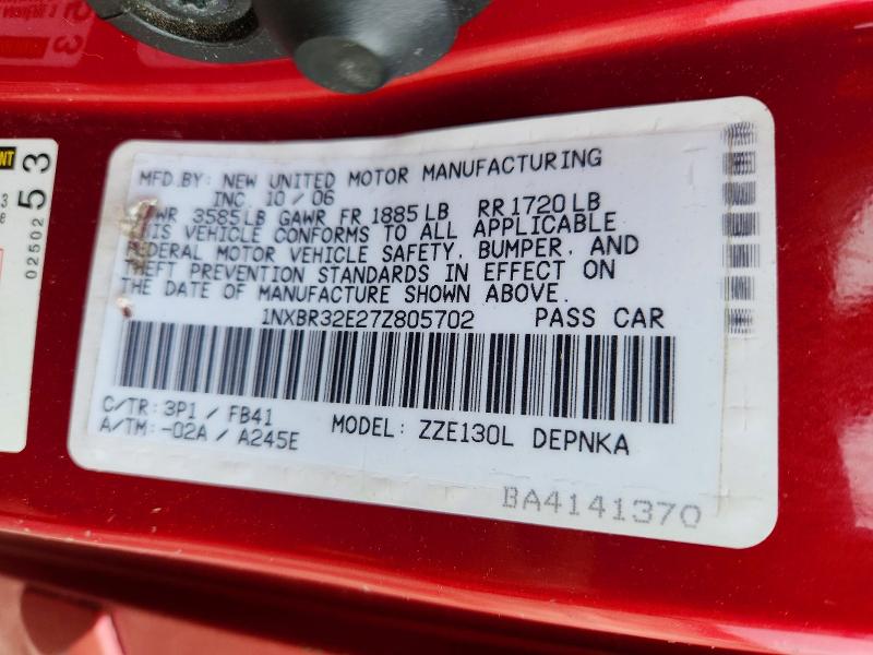 49287386 :رقم المزاد ، 1NXBR32E27Z805702 vin ، 2007 Toyota Corolla مزاد بيع