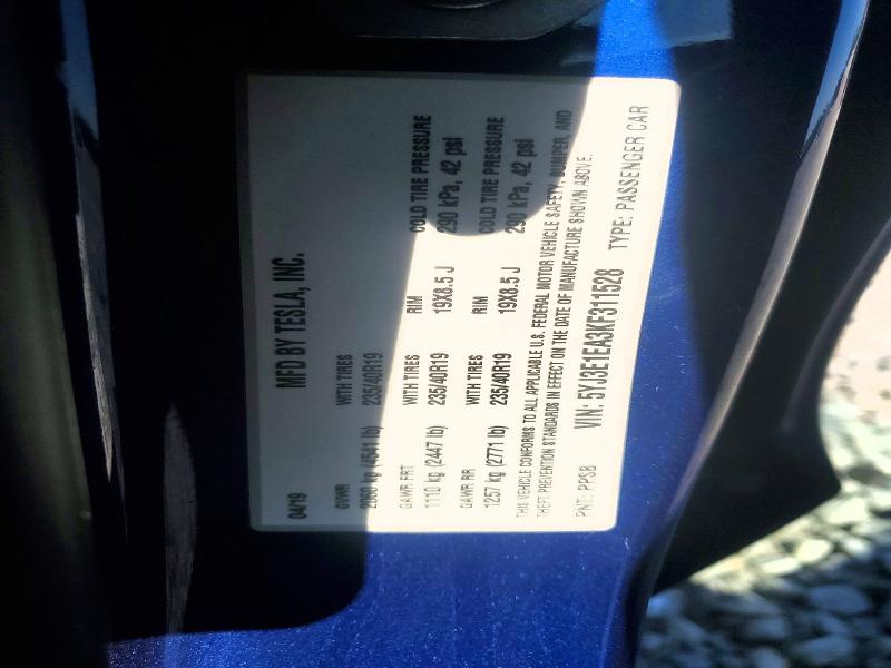 49180196 :رقم المزاد ، 5YJ3E1EA3KF311528 vin ، 2019 Tesla Model 3 مزاد بيع