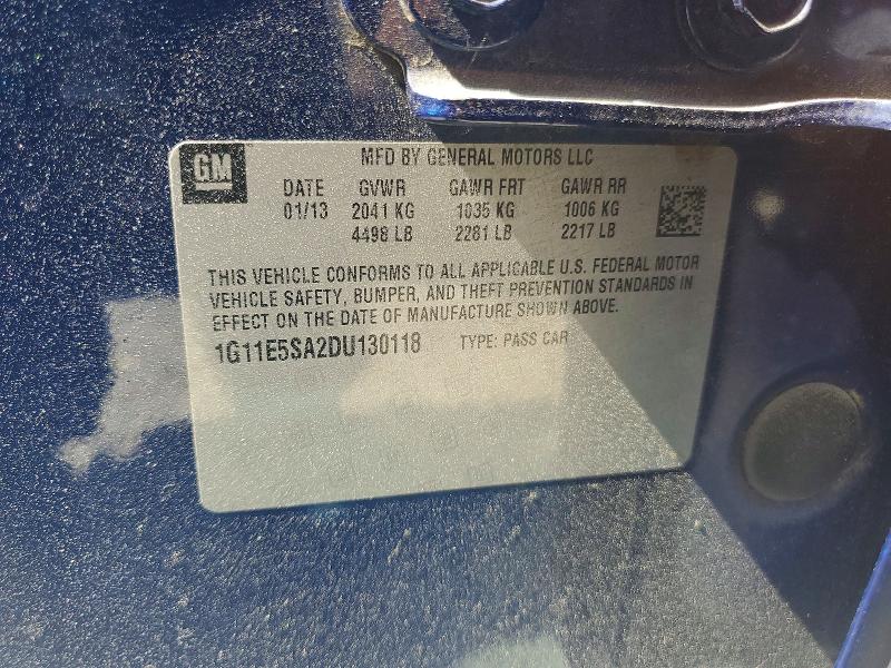 2013 Chevrolet Malibu მანქანა იყიდება აუქციონზე, vin: 1G11E5SA2DU130118, აუქციონის ნომერი: 50631846