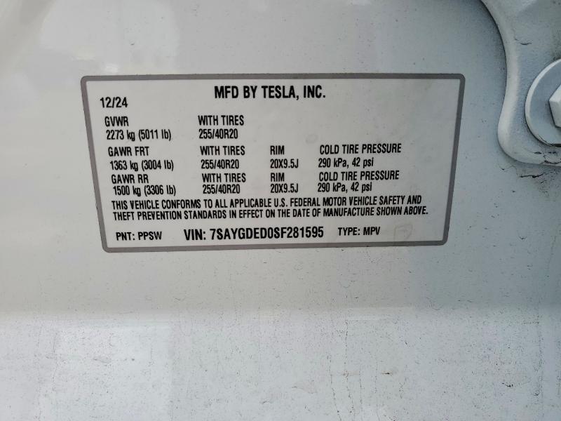 Продажа на аукционе авто 2025 Tesla Model Y, vin: 7SAYGDED0SF281595, номер лота: 50438926