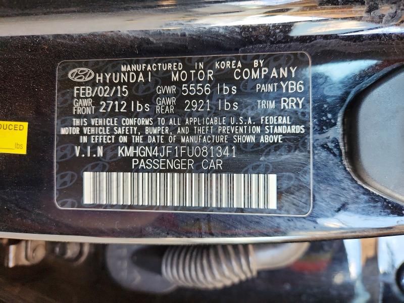 Продажа на аукционе авто 2015 Hyundai Genesis, vin: KMHGN4JF1FU081341, номер лота: 47800946