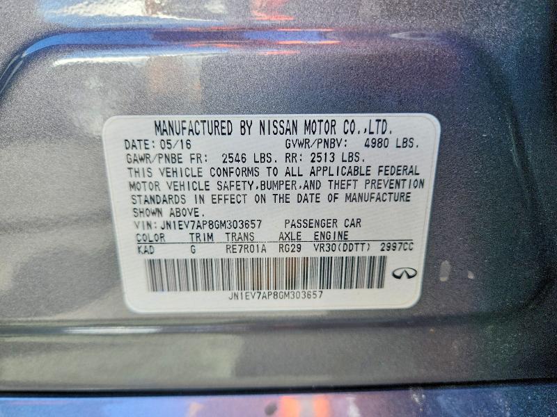 Aukcja sprzedaży 2016 Infiniti Q50, vin: JN1EV7AP8GM303657, numer aukcji: 47630846