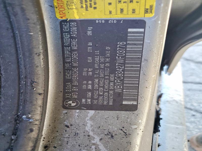 Aukcja sprzedaży 2007 Bmw X3, vin: WBXPC93427WF03776, numer aukcji: 49071436