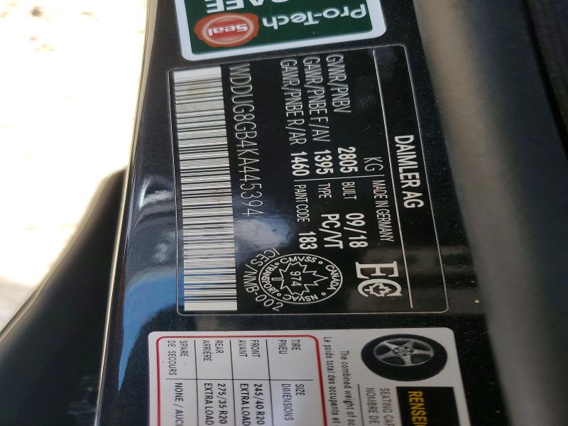 49382666 :رقم المزاد ، WDDUG8GB4KA445394 vin ، 2019 Mercedes Benz S مزاد بيع