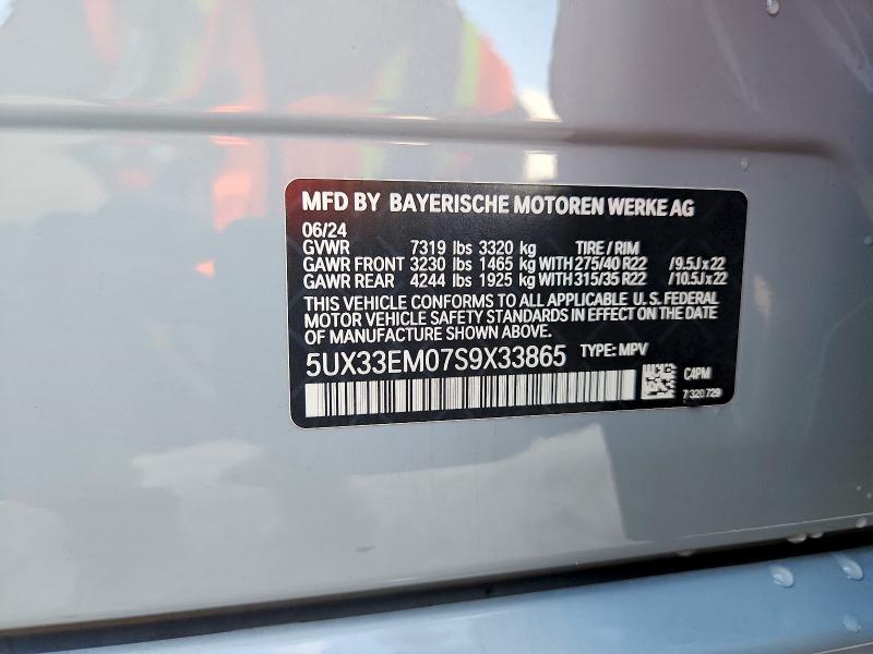 Aukcja sprzedaży 2025 Bmw X7, vin: 5UX33EM07S9X33865, numer aukcji: 49381466