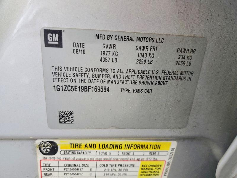 Продажа на аукционе авто 2011 Chevrolet Malibu, vin: 1G1ZC5E19BF169584, номер лота: 49361686