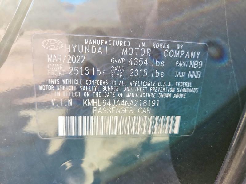 Продажа на аукционе авто 2022 Hyundai Sonata, vin: KMHL64JA4NA218191, номер лота: 50657866