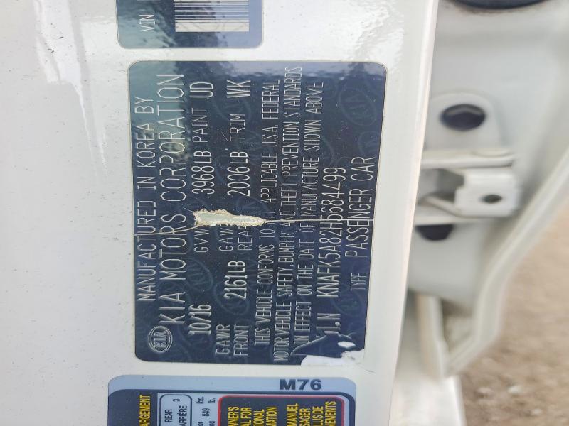 50851936 :رقم المزاد ، KNAFK5A82H5684499 vin ، 2017 Kia Forte مزاد بيع