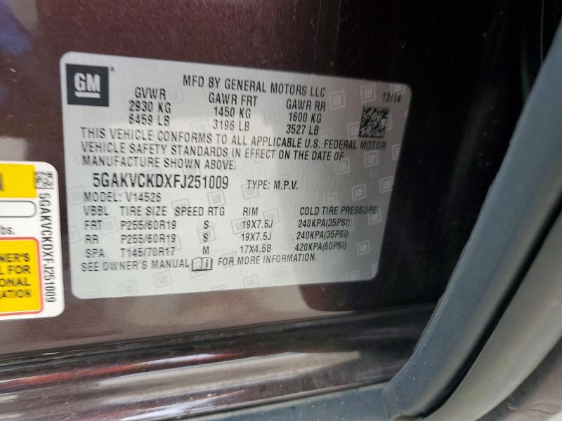 Продаж на аукціоні авто 2015 Buick Enclave, vin: 5GAKVCKDXFJ251009, номер лоту: 47773486