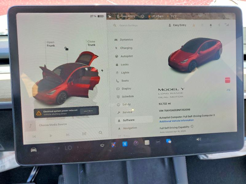 2022 Tesla Model Y მანქანა იყიდება აუქციონზე, vin: 7SAYGAEE8NF352098, აუქციონის ნომერი: 48977066