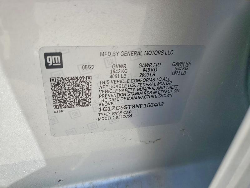 Продаж на аукціоні авто 2022 Chevrolet Malibu, vin: 1G1ZC5ST8NF156402, номер лоту: 48868836