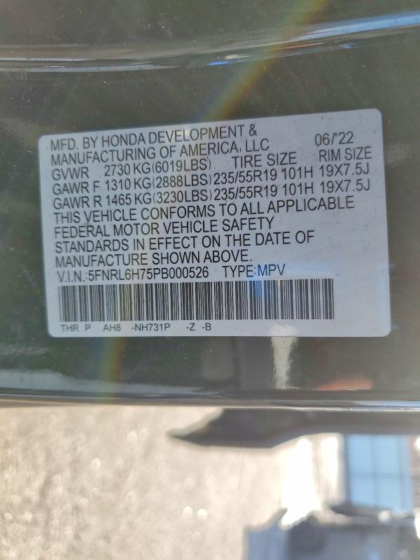 Продаж на аукціоні авто 2023 Honda Odyssey, vin: 5FNRL6H75PB000526, номер лоту: 49222026