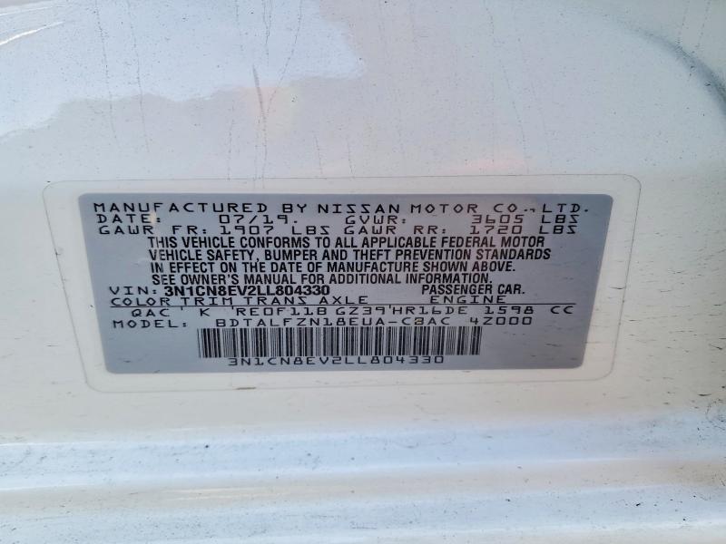 Aukcja sprzedaży 2020 Nissan Versa, vin: 3N1CN8EV2LL804330, numer aukcji: 48355856