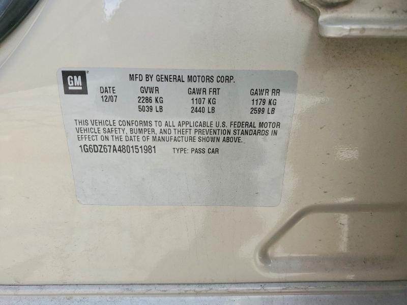 Продаж на аукціоні авто 2008 Cadillac Sts, vin: 1G6DZ67A480151981, номер лоту: 52037106