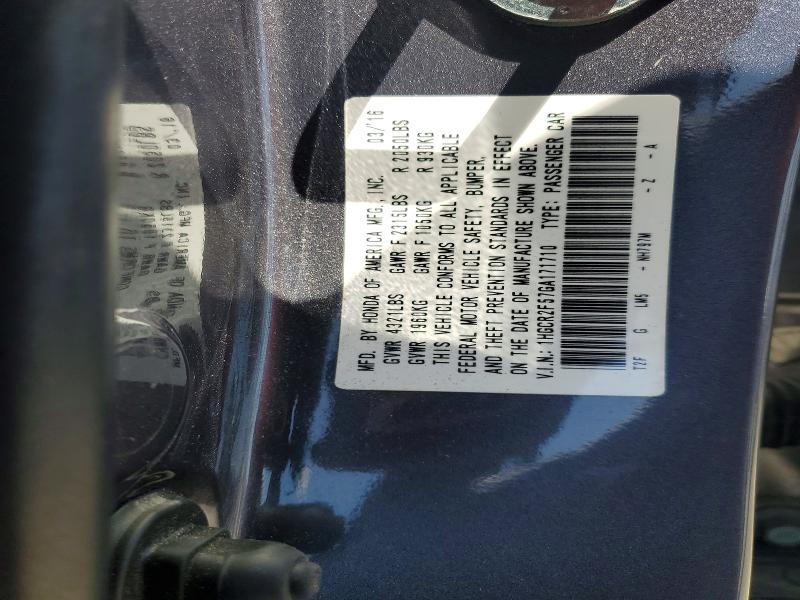 2016 Honda Accord მანქანა იყიდება აუქციონზე, vin: 1HGCR2F57GA171710, აუქციონის ნომერი: 51040536