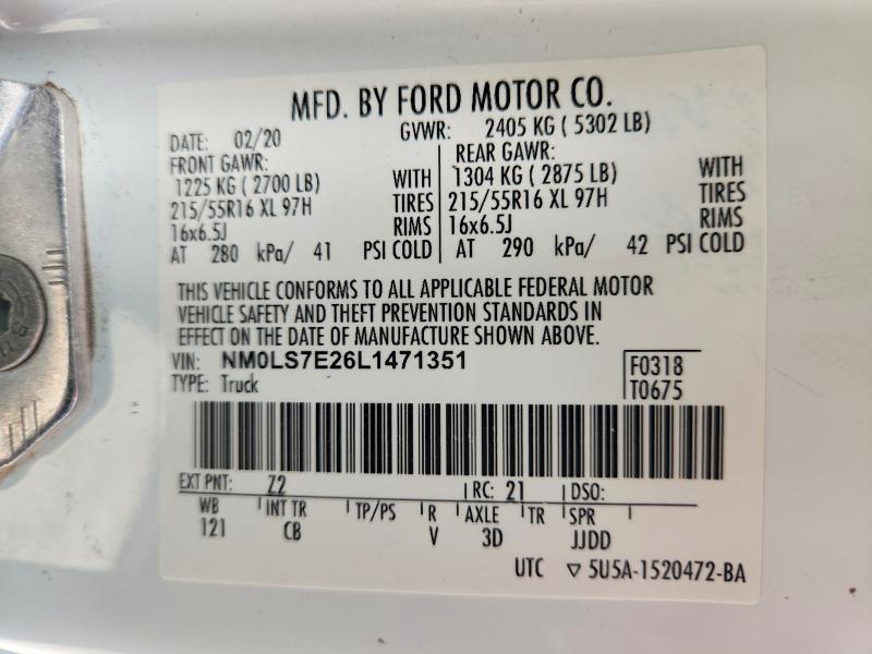 Aukcja sprzedaży 2020 Ford Transit Connect, vin: NM0LS7E26L1471351, numer aukcji: 48958516