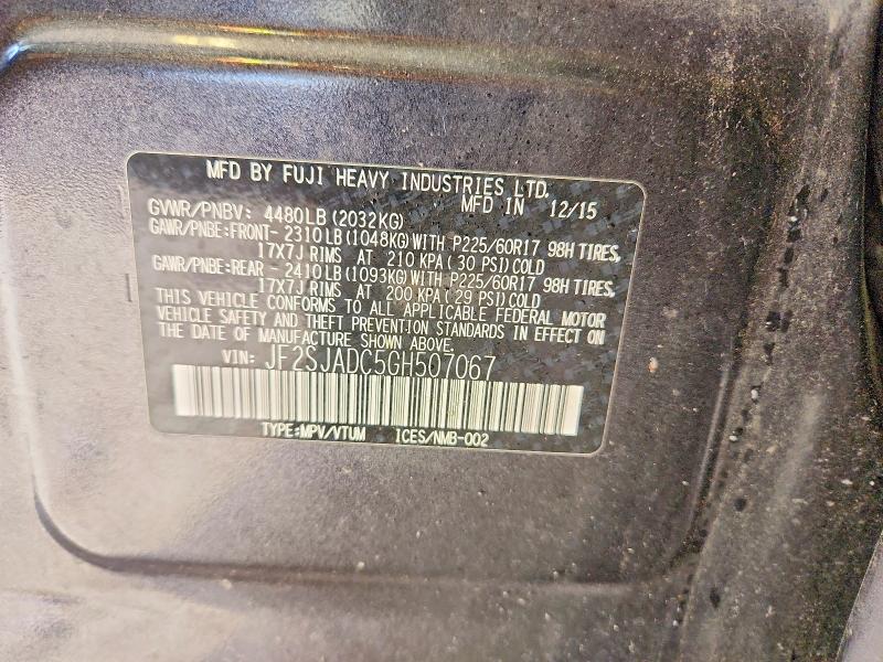 Продаж на аукціоні авто 2016 Subaru Forester, vin: JF2SJADC5GH507067, номер лоту: 51854996