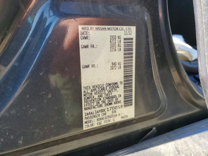 Продаж на аукціоні авто 2013 Nissan Altima, vin: 1N4AL3AP8DC170058, номер лоту: 50824986