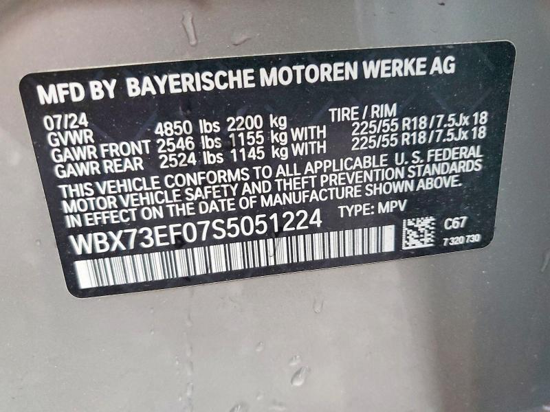 50518986 :رقم المزاد ، WBX73EF07S5051224 vin ، 2025 Bmw X1 مزاد بيع