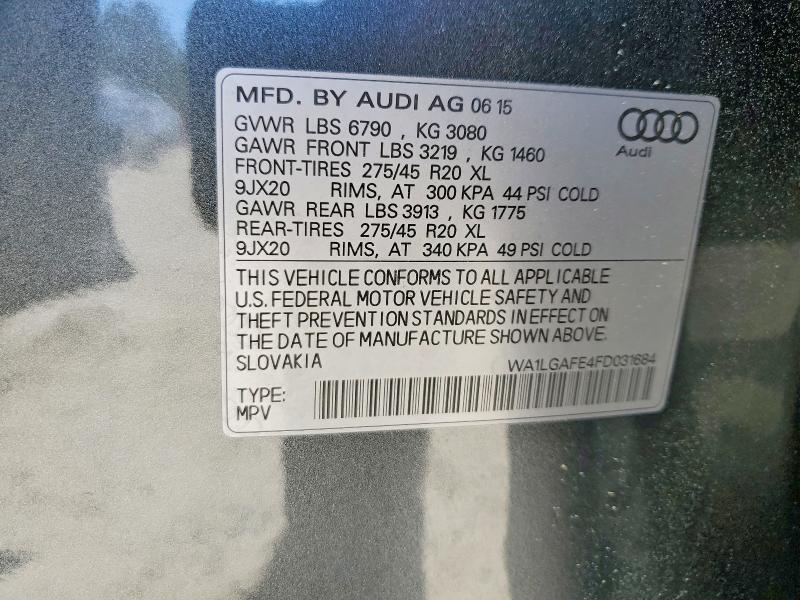 Продажа на аукционе авто 2015 Audi Q7, vin: WA1LGAFE4FD031684, номер лота: 49372886