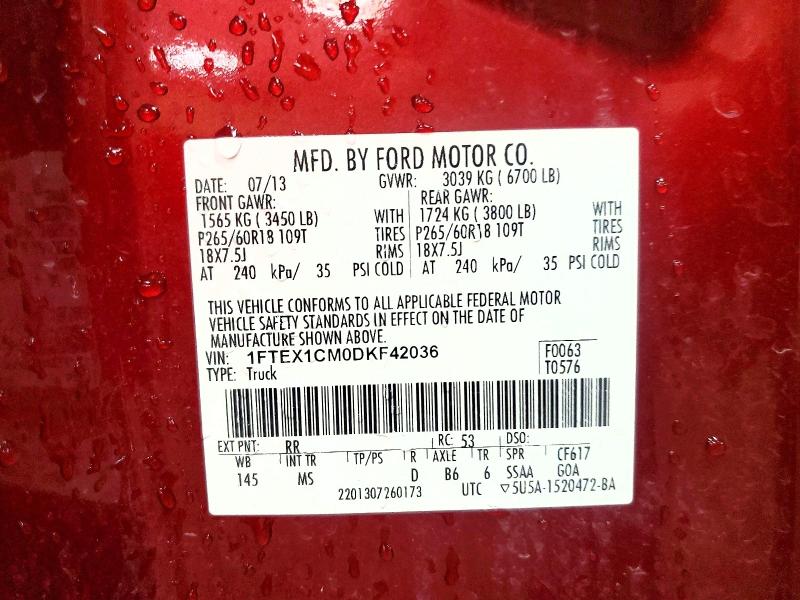 Aukcja sprzedaży 2013 Ford F150, vin: 1FTEX1CM0DKF42036, numer aukcji: 50776356