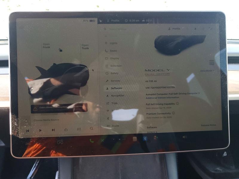 Продажа на аукционе авто 2022 Tesla Model Y, vin: 7SAYGDEF5NF451729, номер лота: 49876766